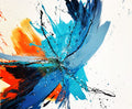 Blossomofmyheart-Acryliconcanvas-100x120-SusanneLinke Acrylgemälde in orange, blau und schwarz