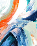 Changeofview-Acryliconcanvas-80x100-SusanneLinke Acrykgemälde im Farbspektrum orange, blau und grün