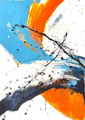 Essence-AcryliconCanvas-50x70-SusanneLinke abstrakte Malerei auf Leinwand in orange und blau