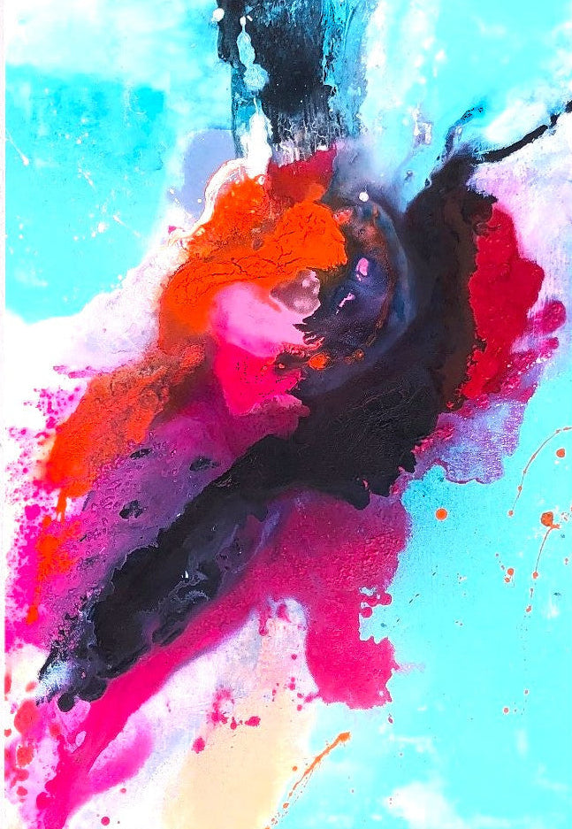 LostinTranslation-Acryliconcanvas-80x120-SusanneLinke Acrylgemälde in pink, orange und blau