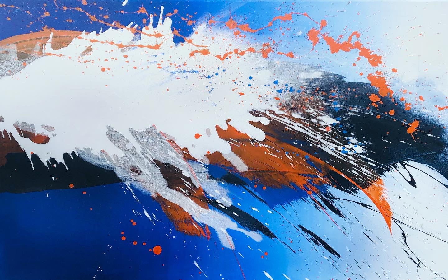 Metamorphose-Acryliconcanvas-70x100-SusanneLinke abstrakte Kunst auf Leinwand blau und orange