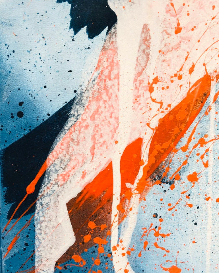NachtflugI-Acryliconcanvas-18x24-SusanneLinke Kunst auf Leinwand in orange, blau und beige