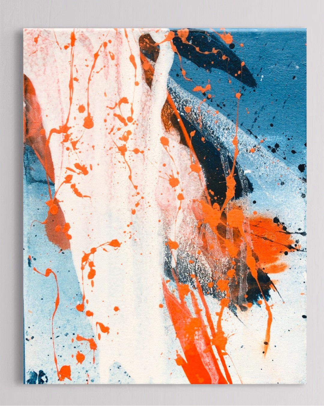 NachtflugIII-Acryliconcanvas-18x24-SusanneLinke Acrylgemälde auf Leinwand orange, blau und beige