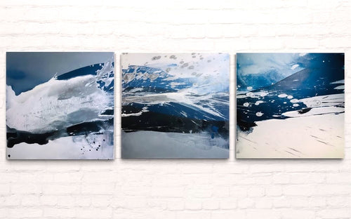 Seelenstuerme-Acryliconcanvas-3x50x50-SusanneLinke abstrakte Kunst blaue Farbtöne auf Leinwand - Kunst für Ihr Zuhause