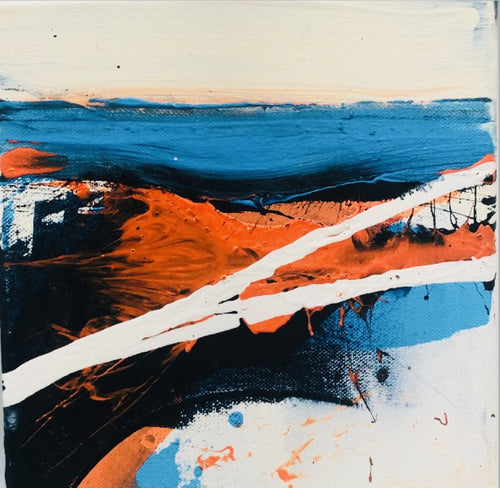 Soulfulautumn-Acryliconcanvas-3x20x20-SusanneLinke Kunstserie Acryl auf Leinwand blau, orange und beige