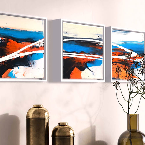 Soulfulautumn-Acryliconcanvas-3x20x20-SusanneLinke Kunstserie Acryl auf Leinwand blau, orange und beige