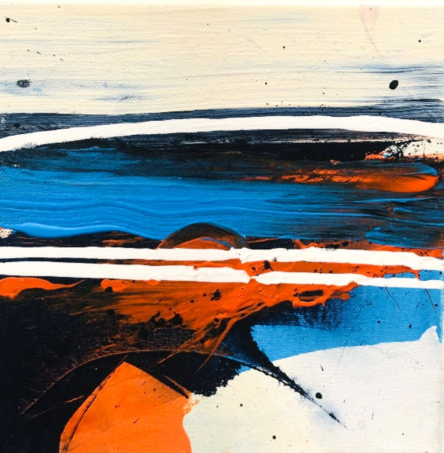 Soulfulautumn-Acryliconcanvas-3x20x20-SusanneLinke Kunstserie Acryl auf Leinwand blau, orange und beige