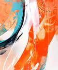 StilleBeruehrung-Acryliconcanvas-100x120-SusanneLinke Kunst in den Farben orange, blau und beige