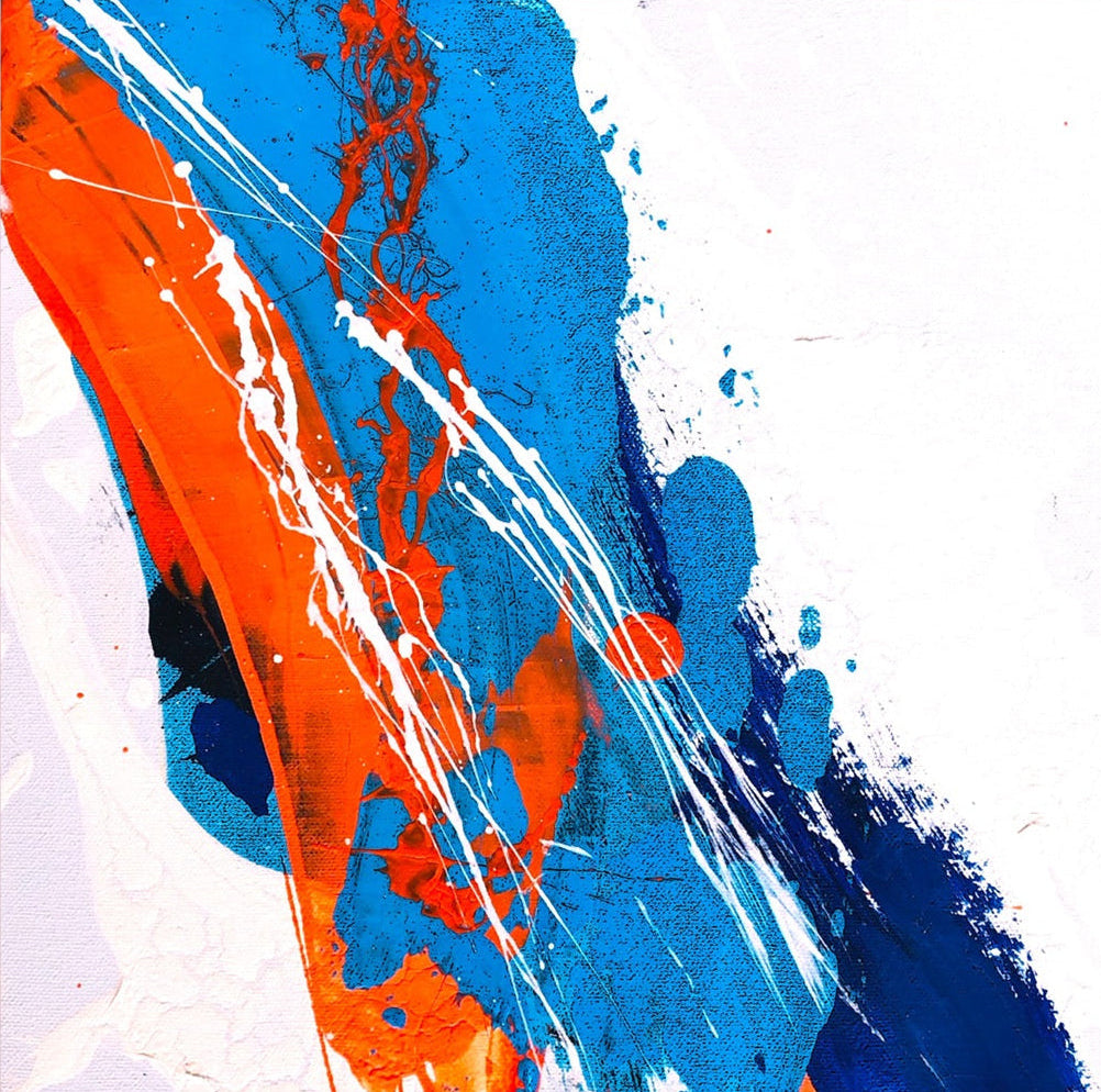 ThebestfriendofmineI-Acryliconcanvas-40x40-SusanneLinke Acryl auf Leinwand blau und orange