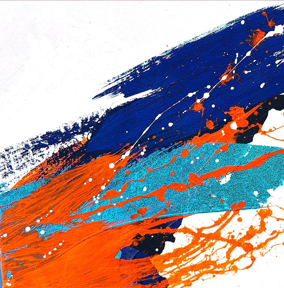 ThebestfriendofmineII-Acryliconcanvas-40x40-SusanneLinke Acryl auf Leinwand in orange und blau