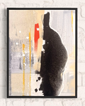 WalkthroughBarcelonaI-Acryliconcanvas-24x30cm-SusanneLinke Kunst auf Leinwand in orange und schwarz 