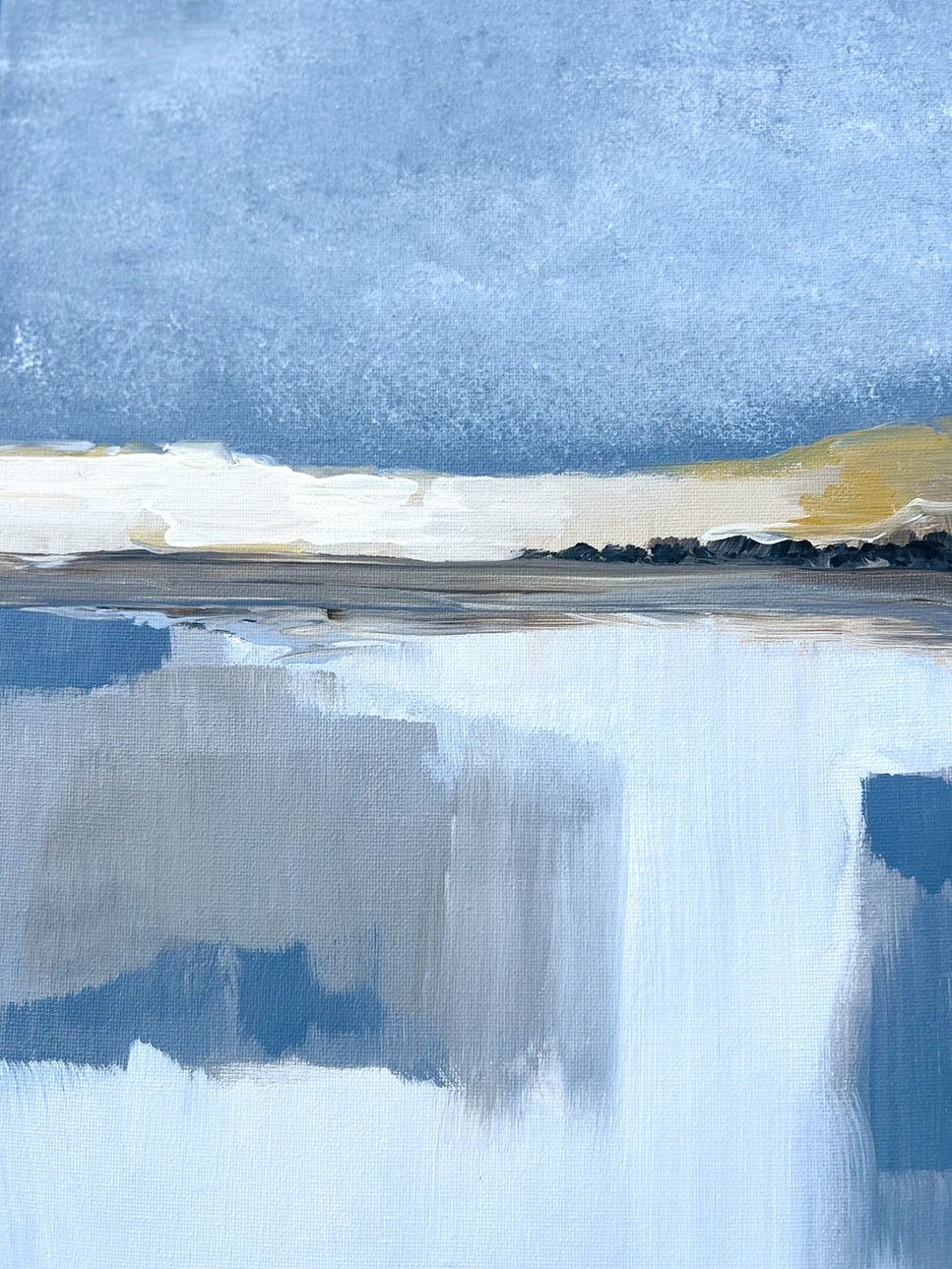 WinterLandscape-Acryliconcanvas-50x70-SusanneLinke abstrakte Landschaft Acryl auf Leinwand