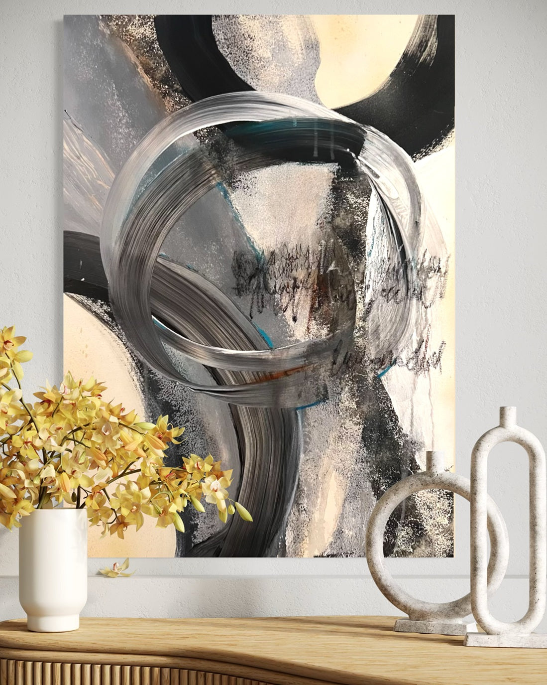 ZarteNebelworteI-Acryliconcanvas-70x80-SusanneLinke Kunst auf Leinwand abstrakt und dynamisch