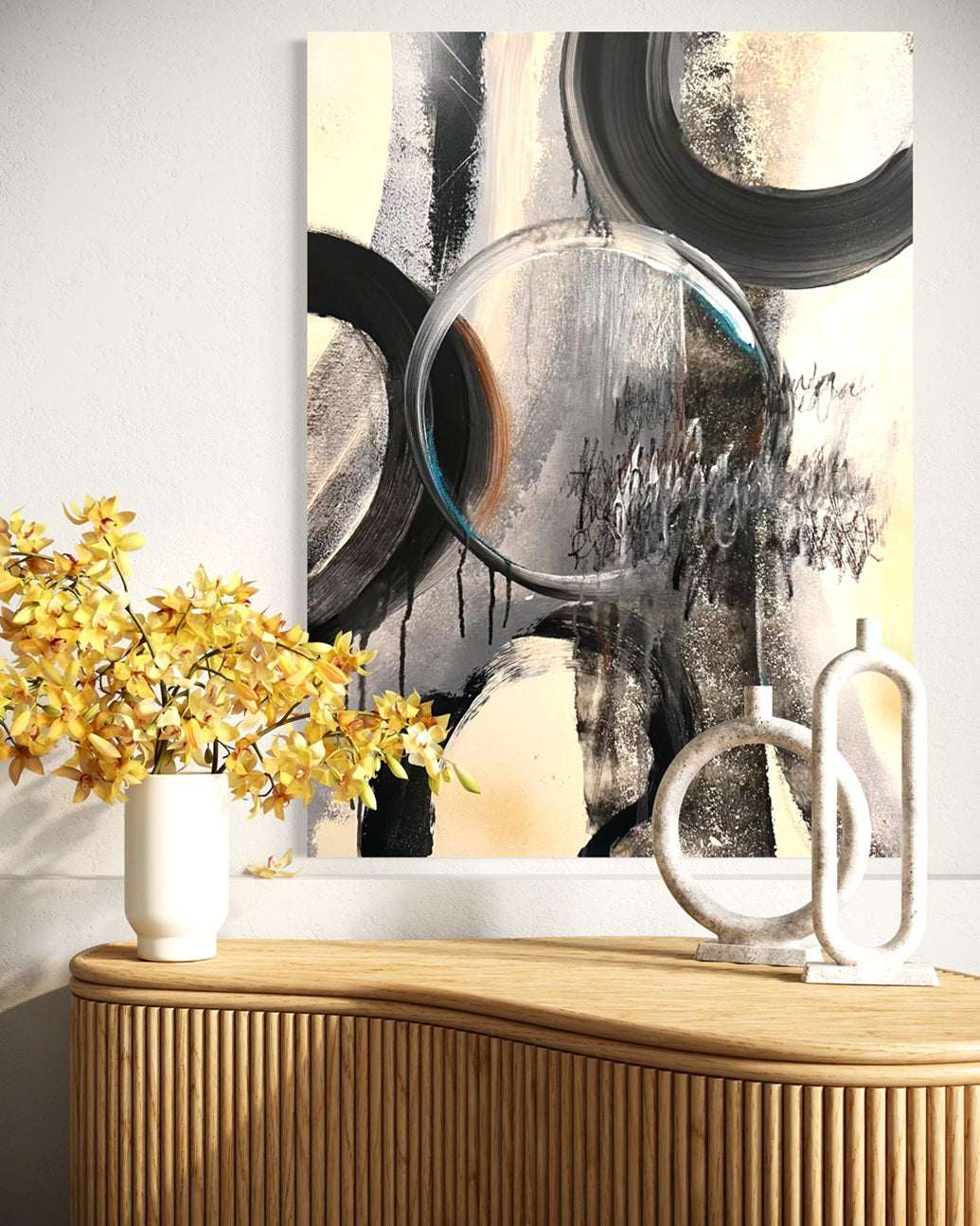 ZarteNebelworteII-Acryliconcanvas-70x80-SusanneLinke Kunst auf Leinwand abstrakt und dynamisch
